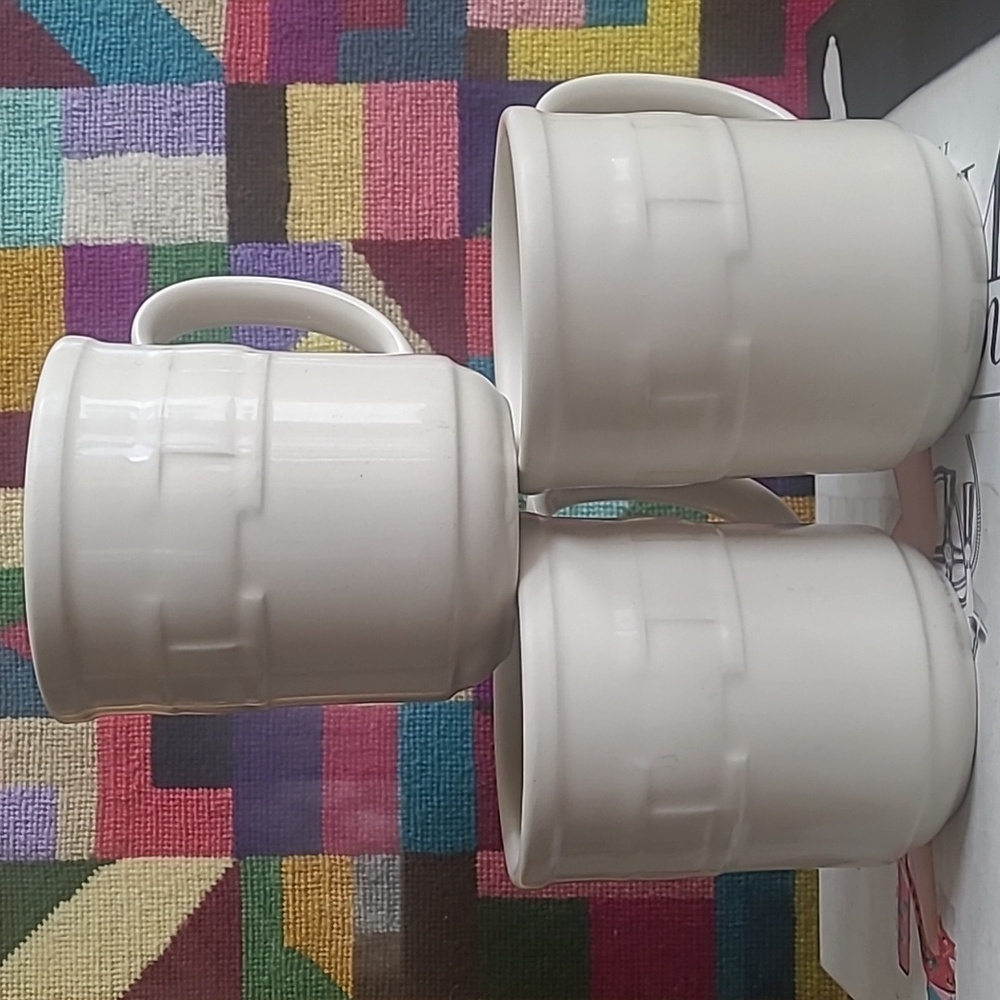 LONGABERGER POTTERY WOVEN TRADITIONS MUGS SET OF 3